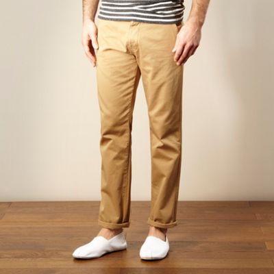 Dark tan slim leg brushed chino trousers