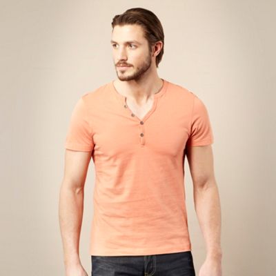 Peach open notch neck t-shirt