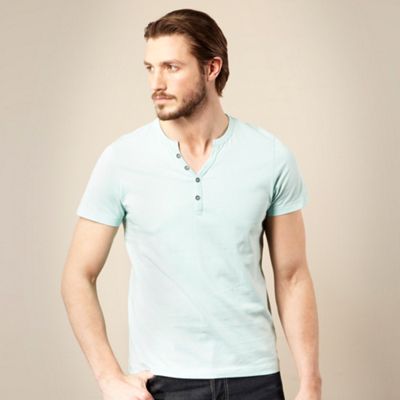 Light turquoise open notch neck t-shirt