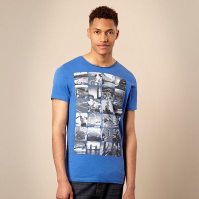 Blue printed track sports t-shirt