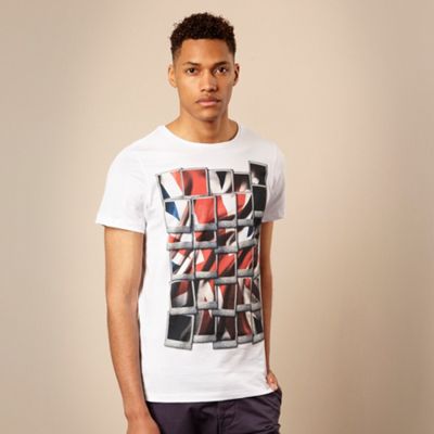 Red Herring White Union Jack photograph printed t-shirt