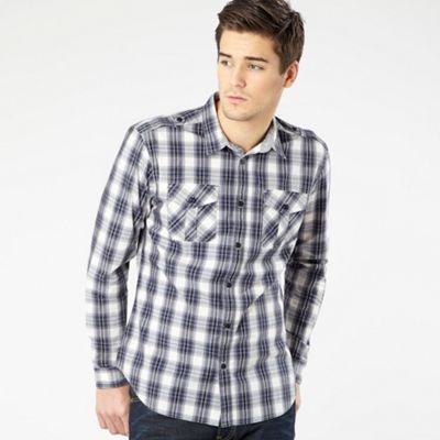 Blue long sleeved check shirt