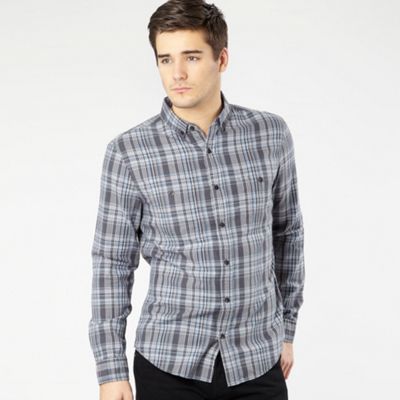 Light grey long sleeved herringbone check shirt