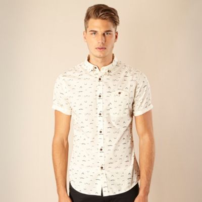 Cream moustache print shirt                                                                                                     