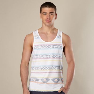 White reverse aztec printed vest top                                                                                            