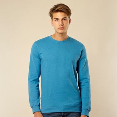 Bright turquoise plain sweat top                                                                                                