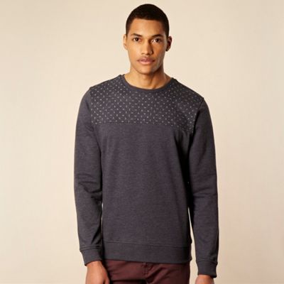 Navy placement cross printed sweat top                                                                                          