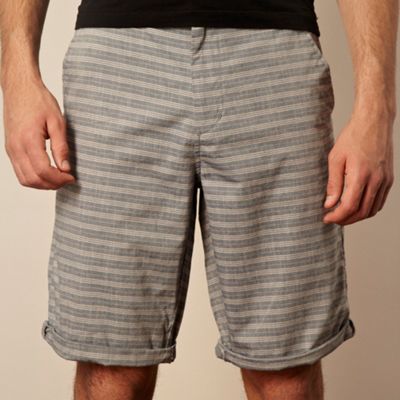 Blue horizontal striped chambray shorts                                                                                         
