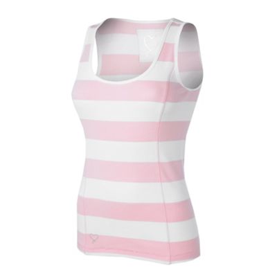 White and pink block stripe vest top