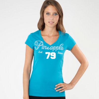 Turquoise Authentic embroidered t-shirt