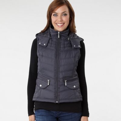 Grey top stitch detail padded gilet