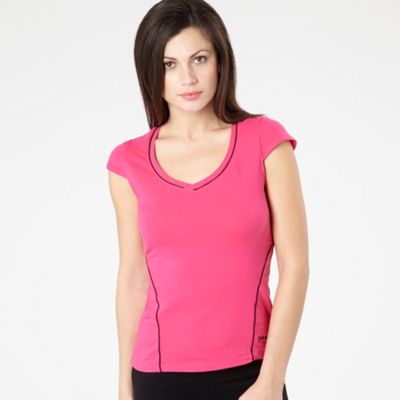 Pink piped fitness t-shirt