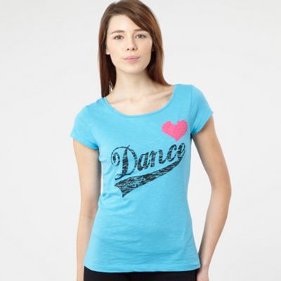 Turquoise rhinestone heart t-shirt