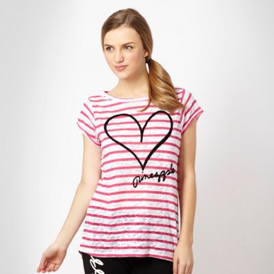 Pineapple Bright pink velour heart t-shirt