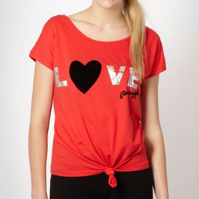Dark peach love heart t-shirt