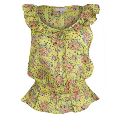 Red Herring Lime floral detail sleeveless blouse