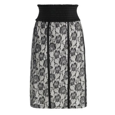 Red Herring Black lace panelled pencil skirt