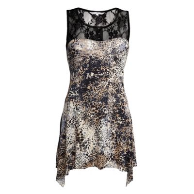 Red Herring Asymetric lace animal print dress