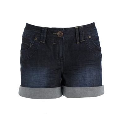 Dark blue turn up shorts