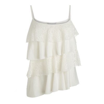 Cream tiered lace camisole