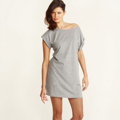 Grey zip back plain t-shirt dress