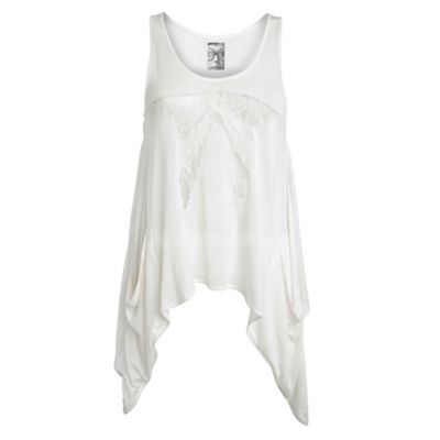 Off white lace detail vest