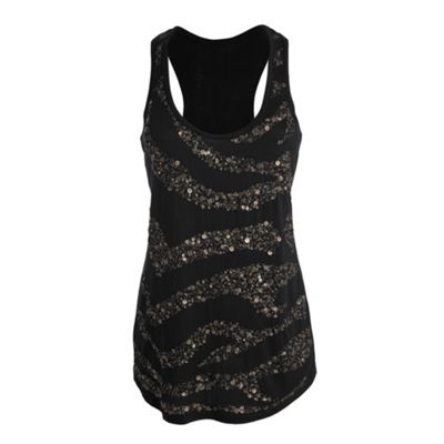 Black embellished jersey vest