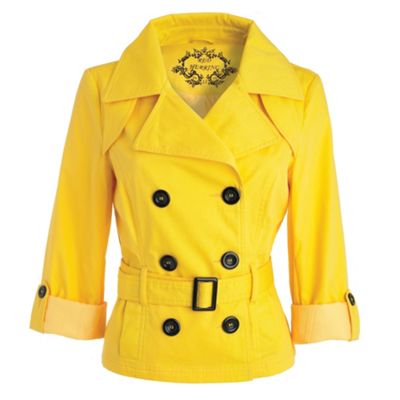 Yellow belted short jacket