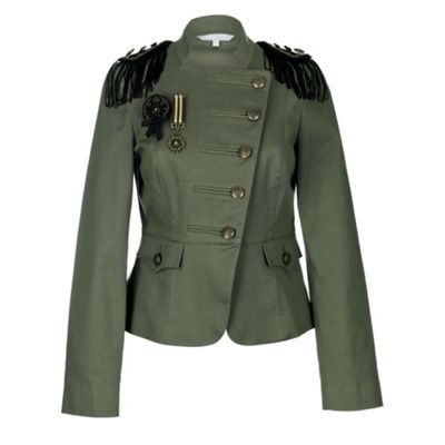 Red Herring Khaki fringed military jacket