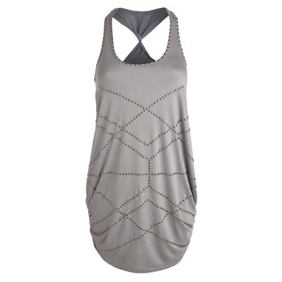 Grey studded long line vest top