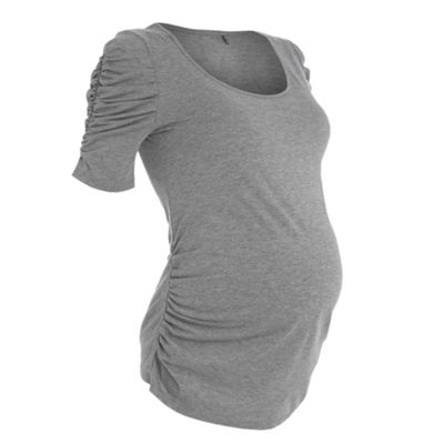 Maternity grey jersey sleeve detail top