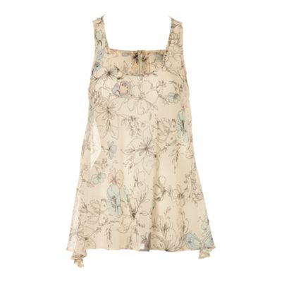 Cream butterfly print vest top