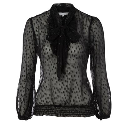 Red Herring Black spotted pussy bow blouse