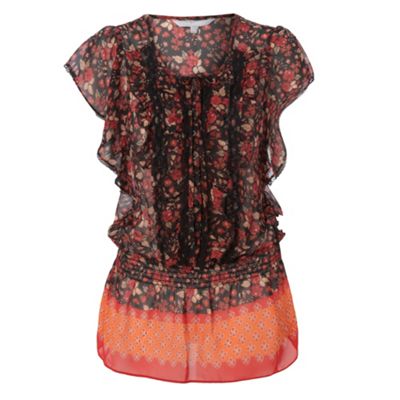 Red Herring Red frill sleeve blouse