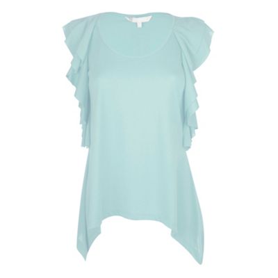 Mint frill sleeve top