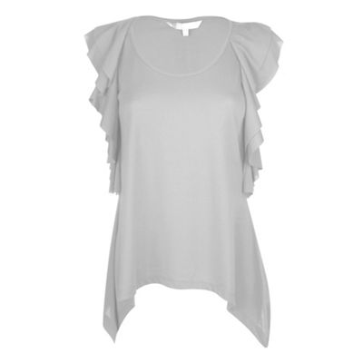 Grey frill sleeve top