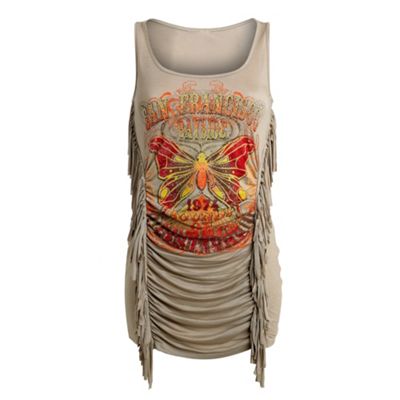 Red Herring Light brown fringed vest