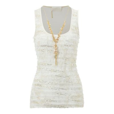White animal design frill tiered vest