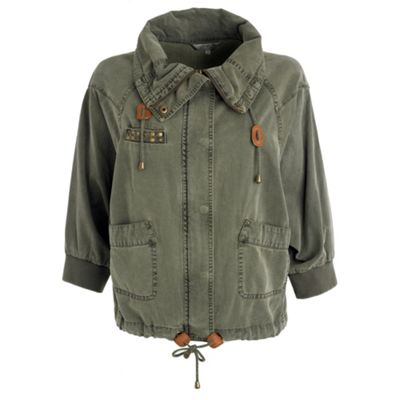 Red Herring Khaki studded tencel army jacket