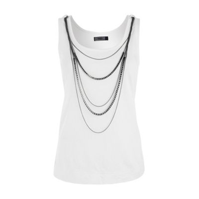 White chain trim vest top