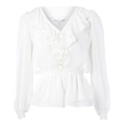 Cream ruffle blouse