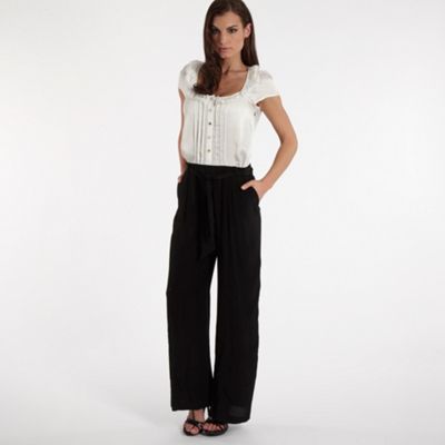 Red Herring Black And White Ruffle Blouse Jumpsuit