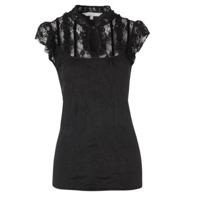 Black crinkled Victoriana blouse