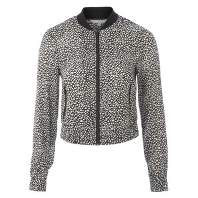 Black animal print bomber jacket Thumbnail Image