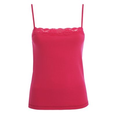 Hot pink lace trim camisole