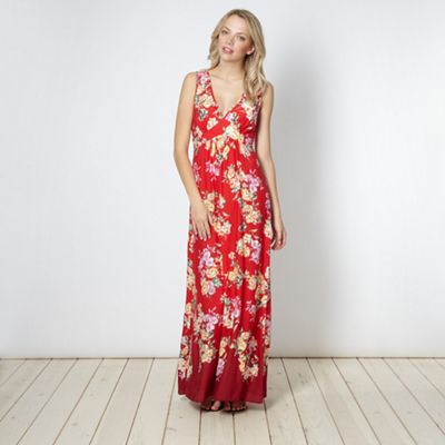 Red oriental floral maxi dress                                                                                                  