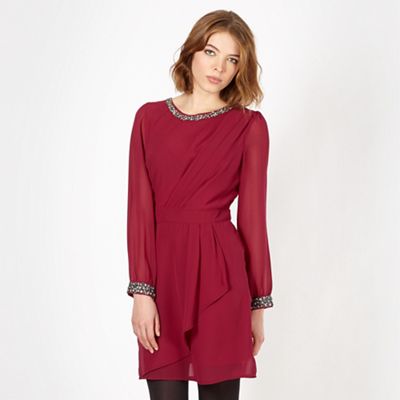 Red Herring Wine chiffon embellished dress