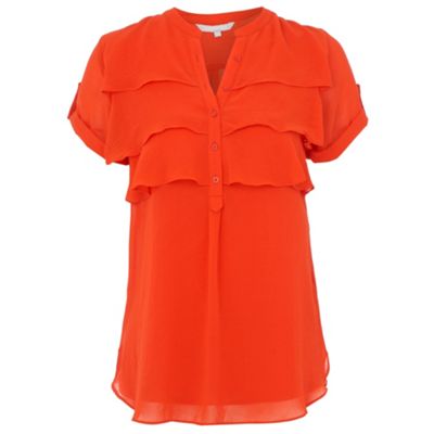 Orange tiered ruffle blouse