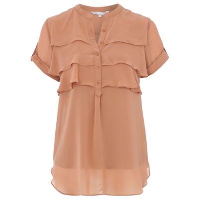 Red Herring Beige tiered ruffle blouse