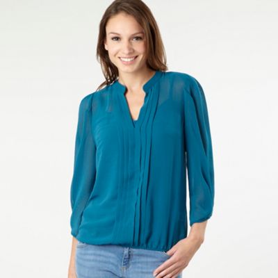 Red Herring Dark turquoise pleat front blouse